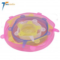 Durable Heat Resistant 6 Pack Reusable Sealing Silicone stretch Lids